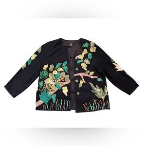 Vintage 100% cotton, leopard embroidered blazer jacket, large